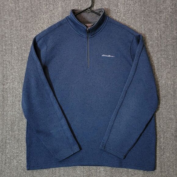 Eddie Bauer Sweater Mens 2XL Blue Quarter 1/4 Zip Long Sleeve Fleece Pullover - Picture 1 of 11